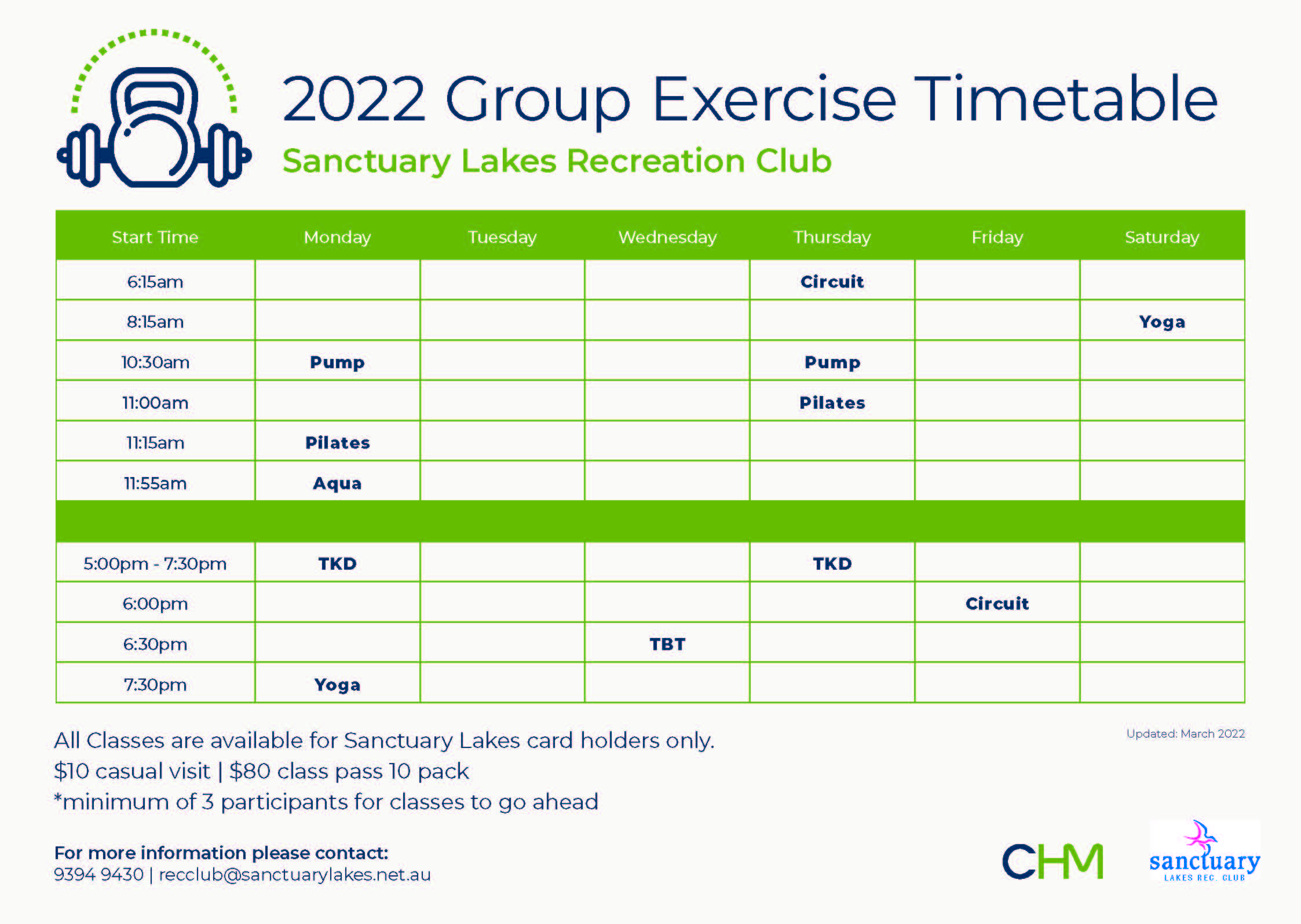 SL Group Timetable 2022 A4